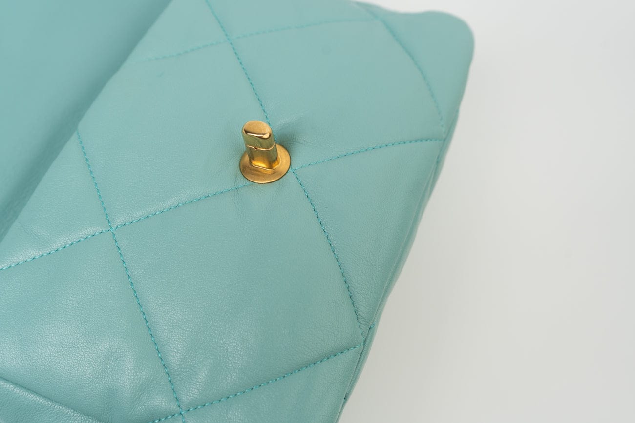 20C Tiffany Blue Goatskin 19 Flap Small Mixed Hardware