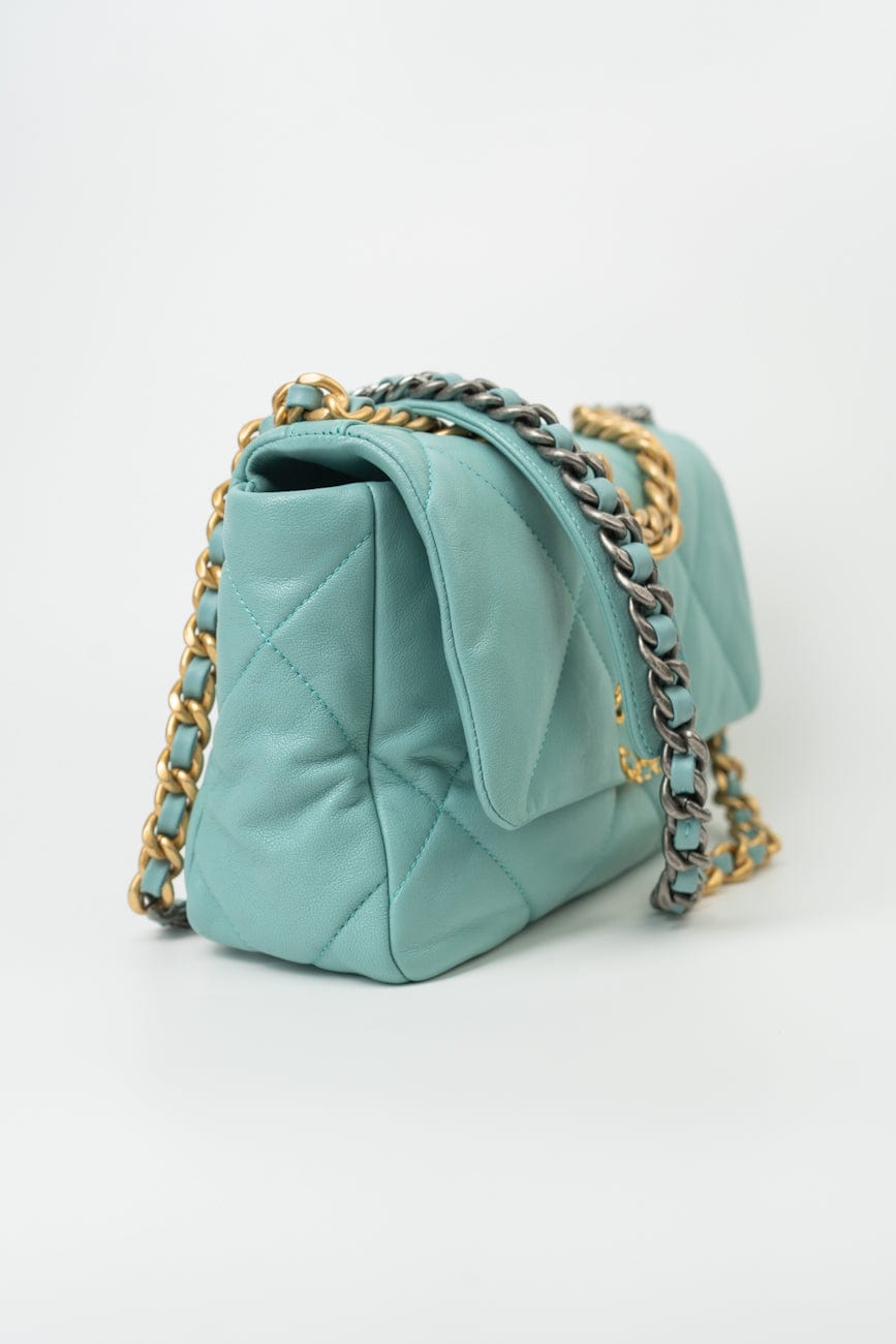 20C Tiffany Blue Goatskin 19 Flap Small Mixed Hardware