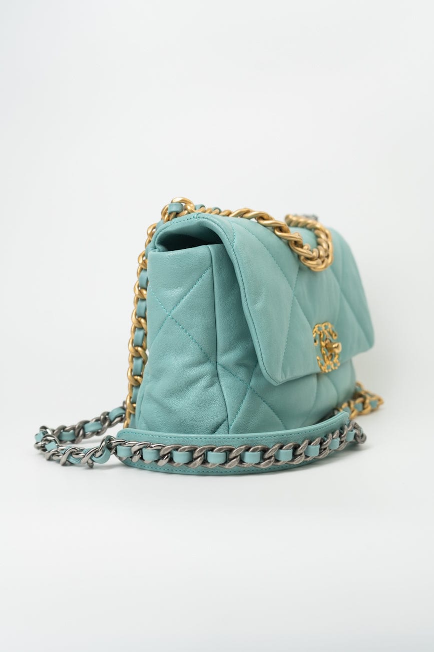 20C Tiffany Blue Goatskin 19 Flap Small Mixed Hardware