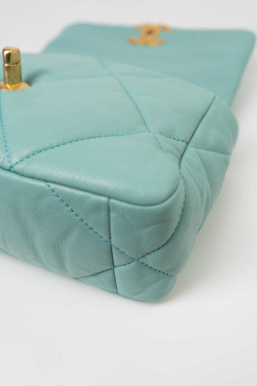 20C Tiffany Blue Goatskin 19 Flap Small Mixed Hardware