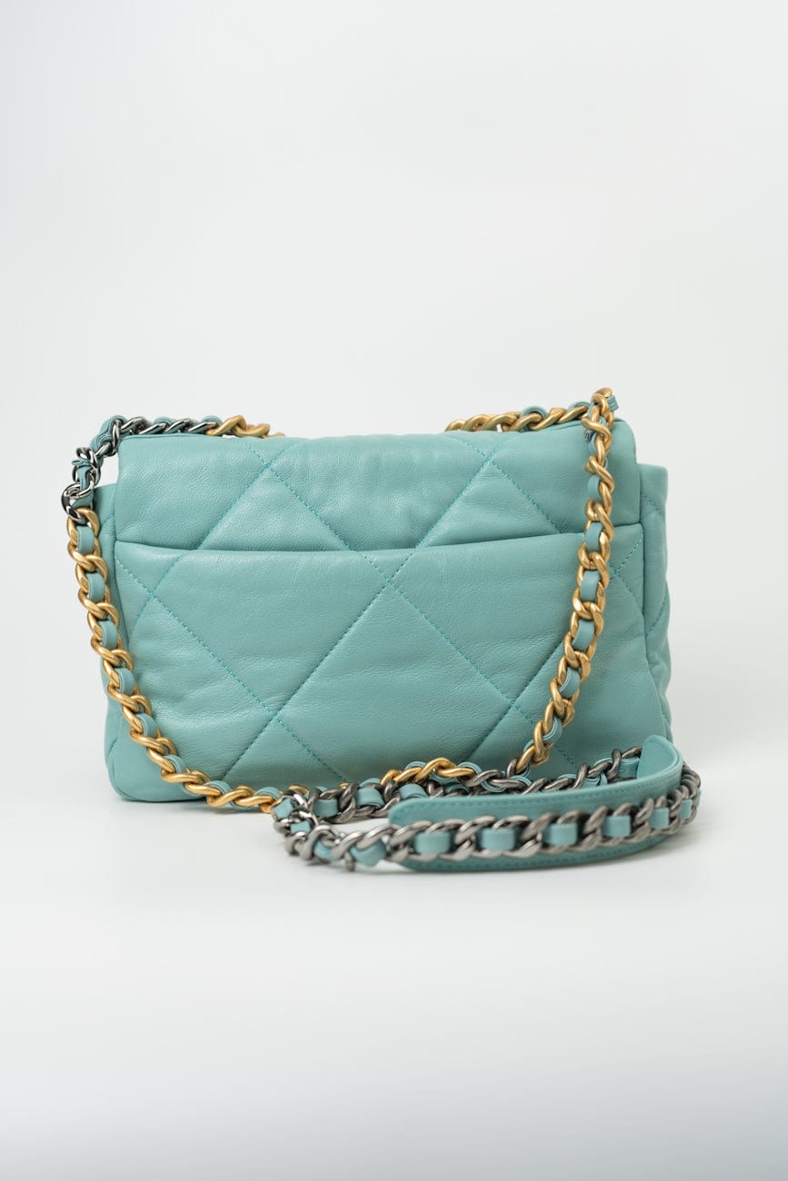 20C Tiffany Blue Goatskin 19 Flap Small Mixed Hardware