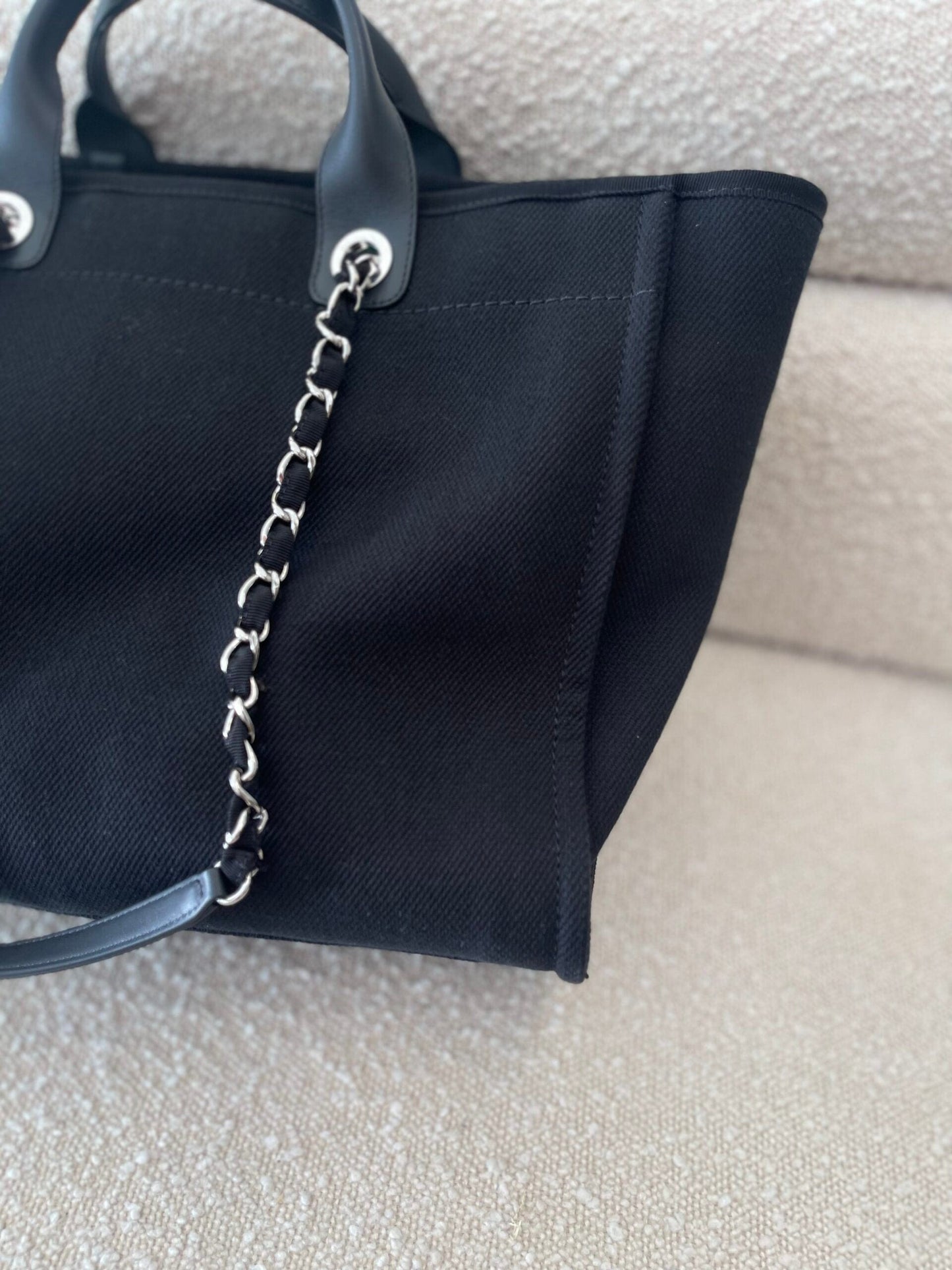 20S Black Large Deauville Shopping Bag Silver Hardware