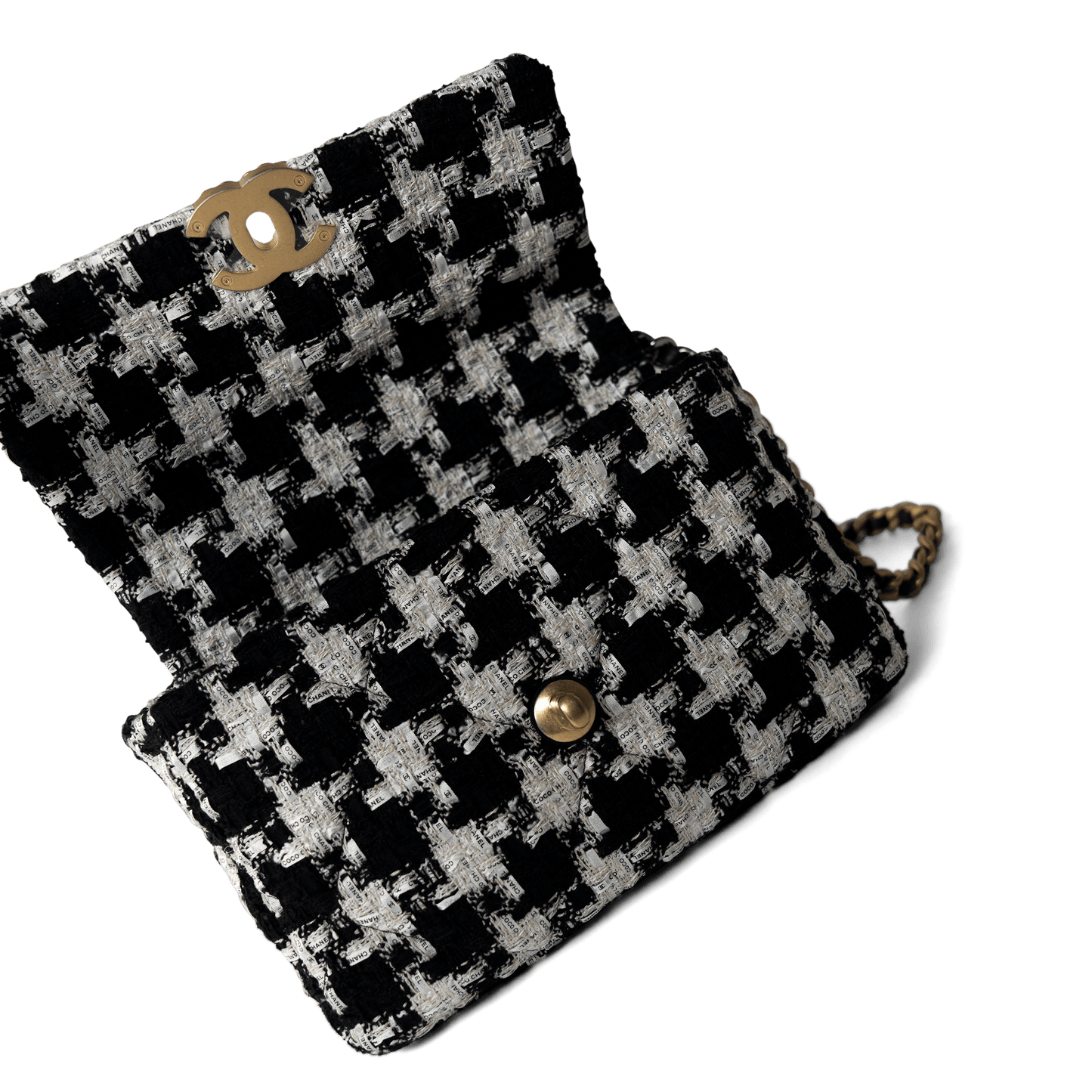 20S Black / White Ribbon Tweed 19 Flap Mixed Hardware Small