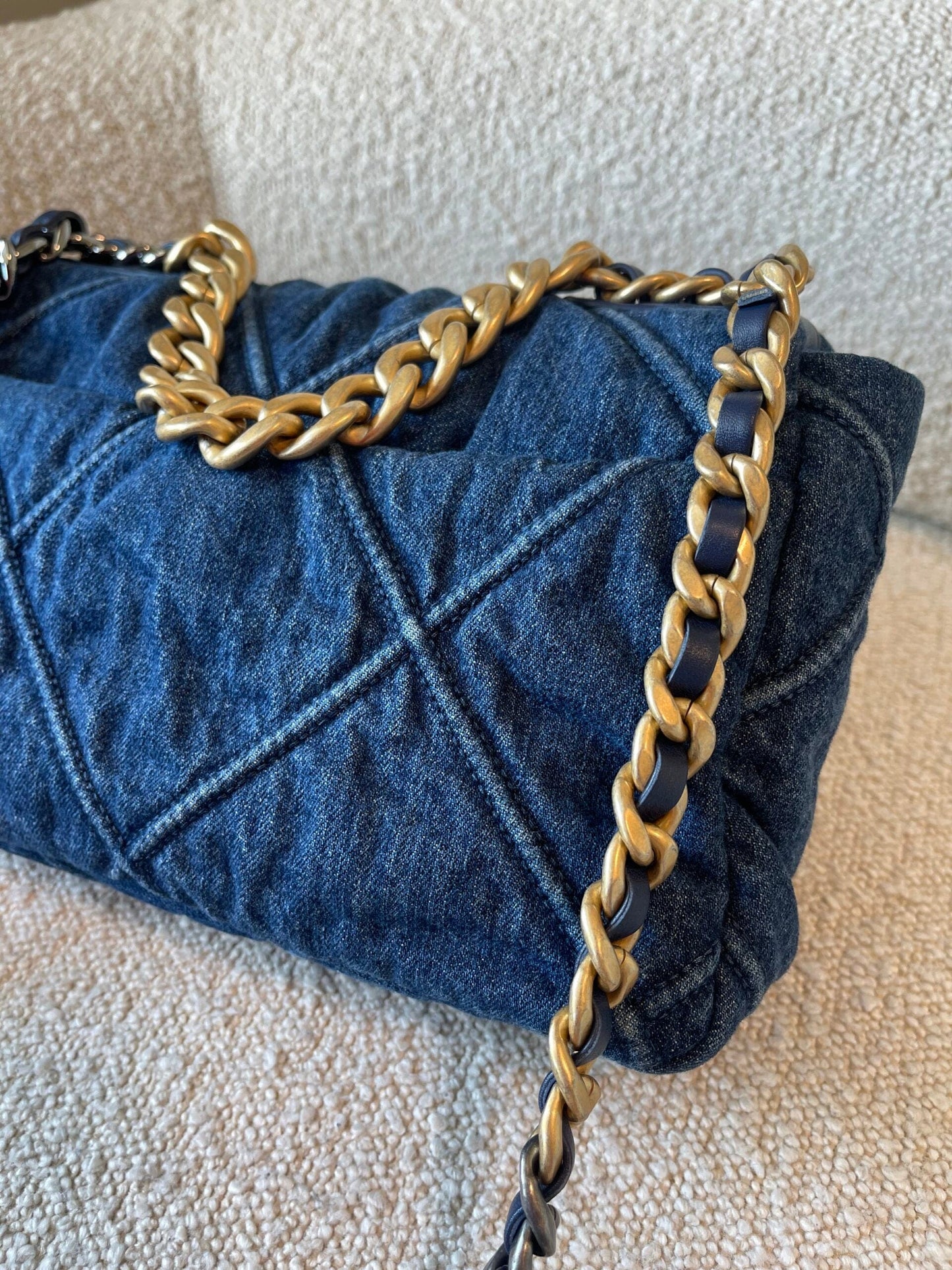 20S Blue Denim 19 Flap Quilted Small Mixed Hardware