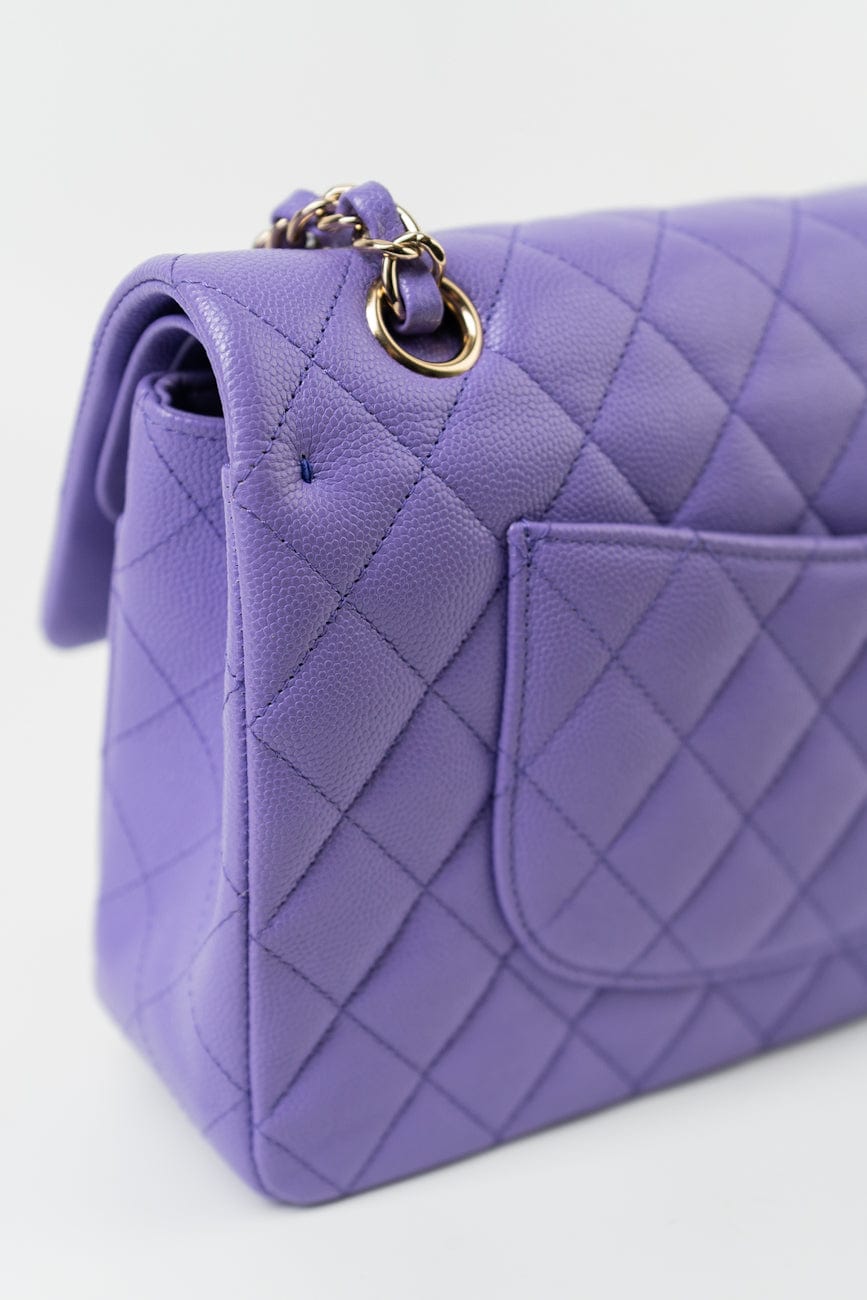 20S Purple Caviar Quilted Classic Flap Medium