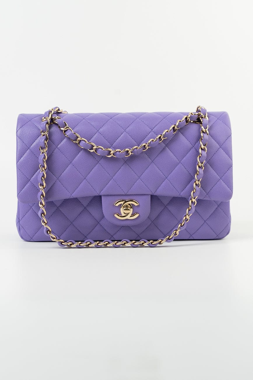 20S Purple Caviar Quilted Classic Flap Medium