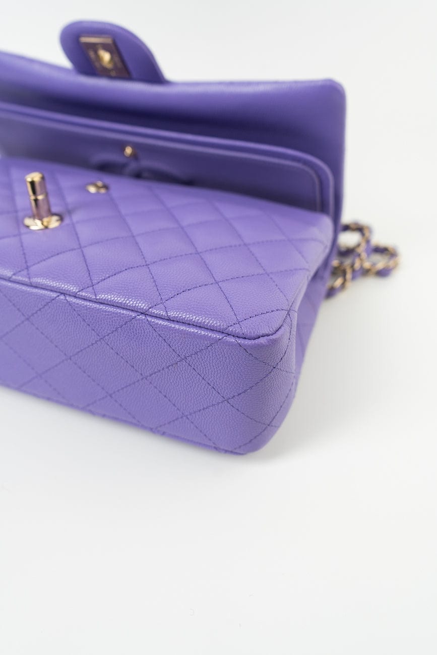 20S Purple Caviar Quilted Classic Flap Medium