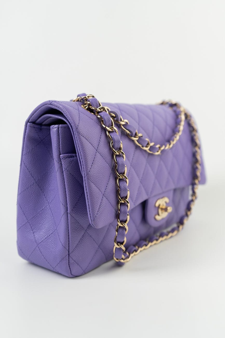 20S Purple Caviar Quilted Classic Flap Medium