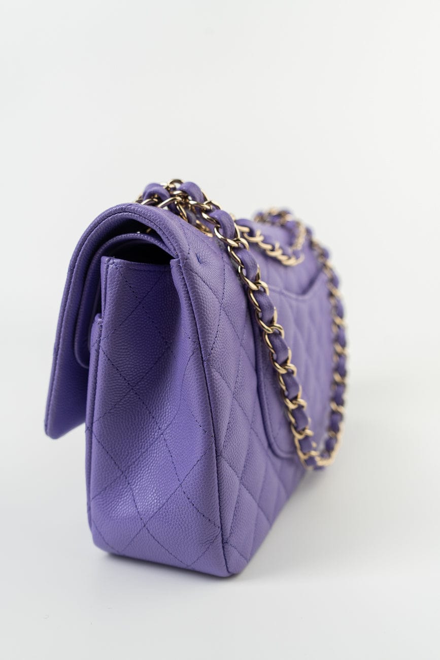 20S Purple Caviar Quilted Classic Flap Medium