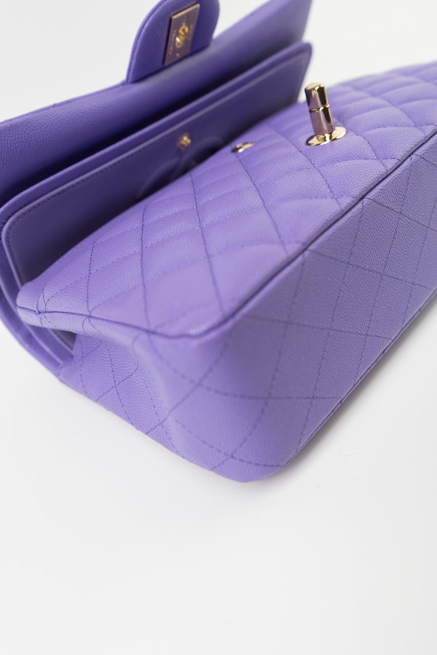 20S Purple Caviar Quilted Classic Flap Medium