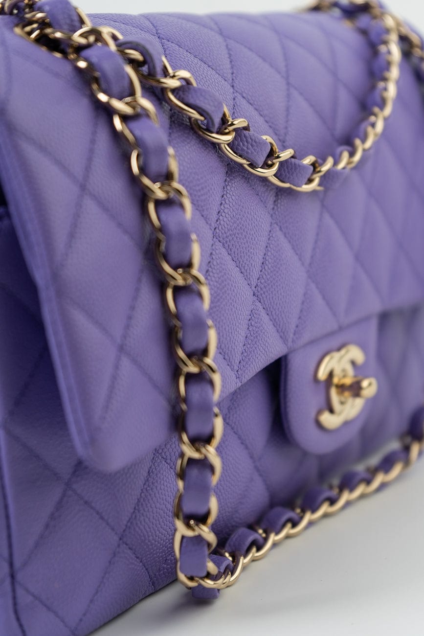 20S Purple Caviar Quilted Classic Flap Medium