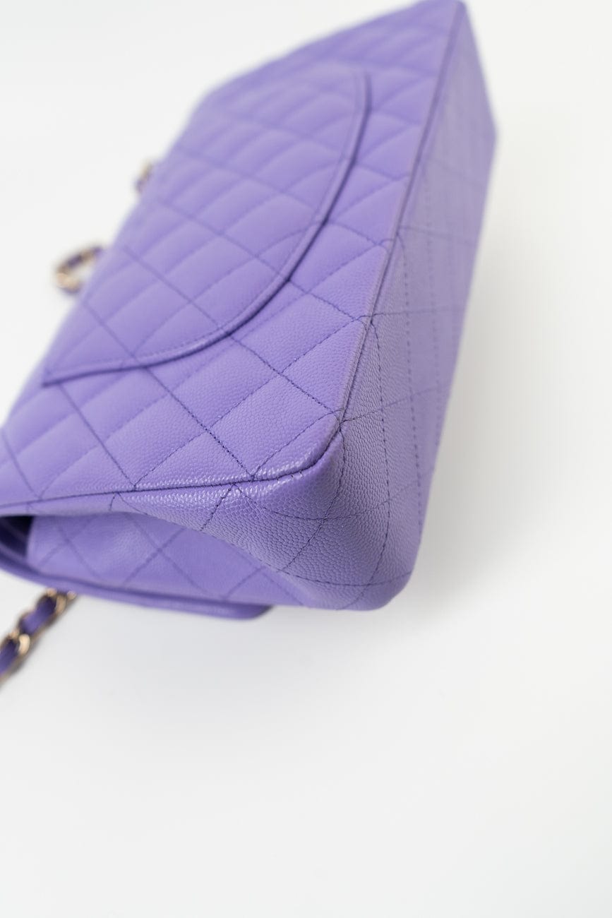 20S Purple Caviar Quilted Classic Flap Medium