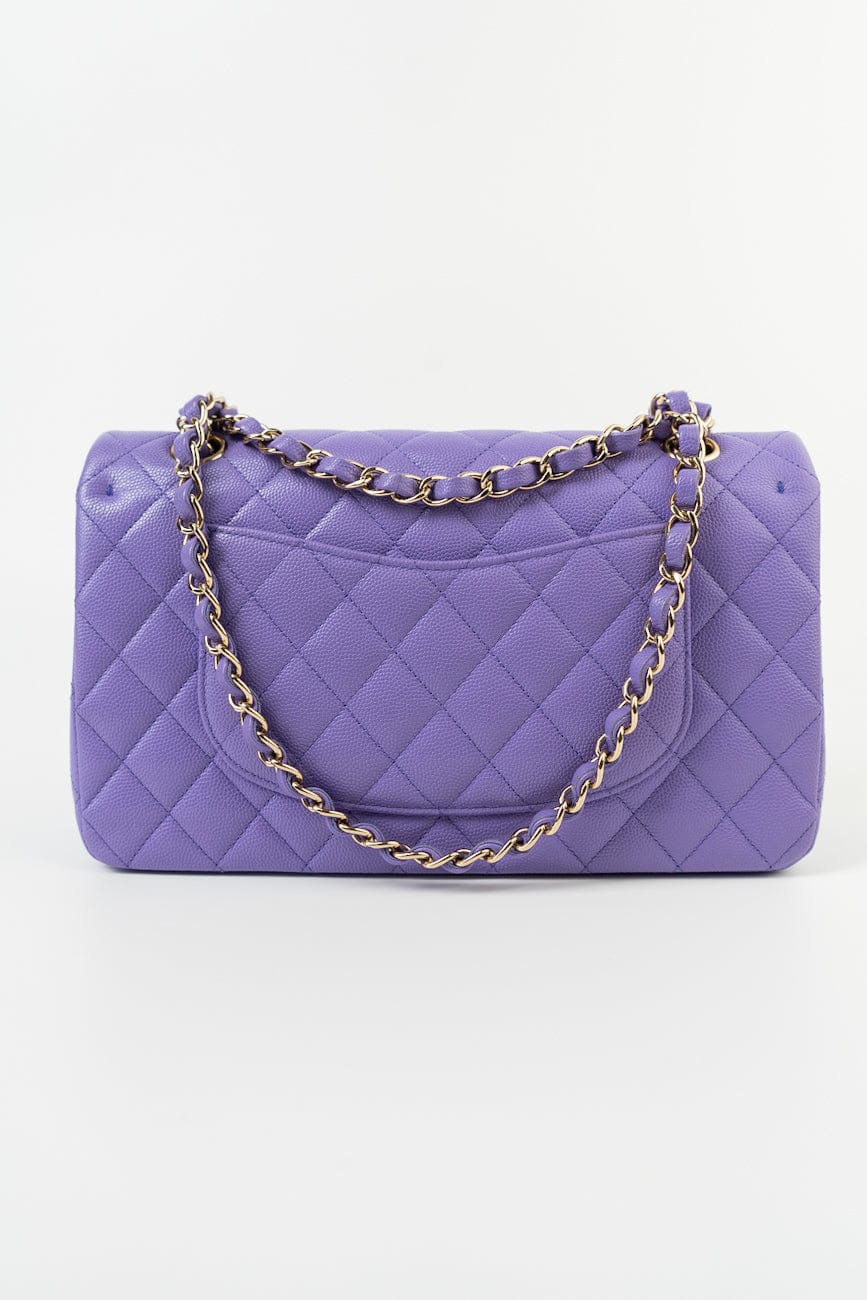 20S Purple Caviar Quilted Classic Flap Medium
