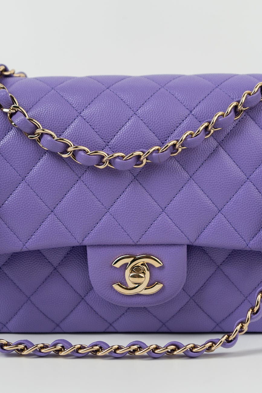20S Purple Caviar Quilted Classic Flap Medium