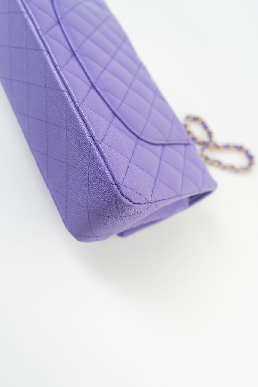 20S Purple Caviar Quilted Classic Flap Medium
