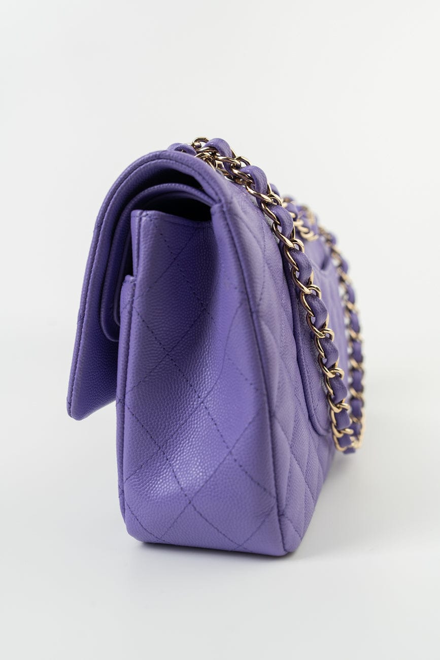 20S Purple Caviar Quilted Classic Flap Medium