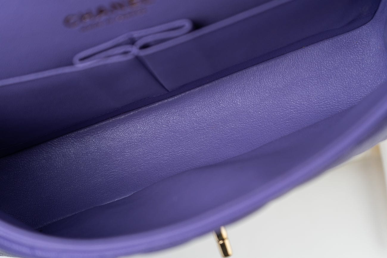 20S Purple Caviar Quilted Classic Flap Medium