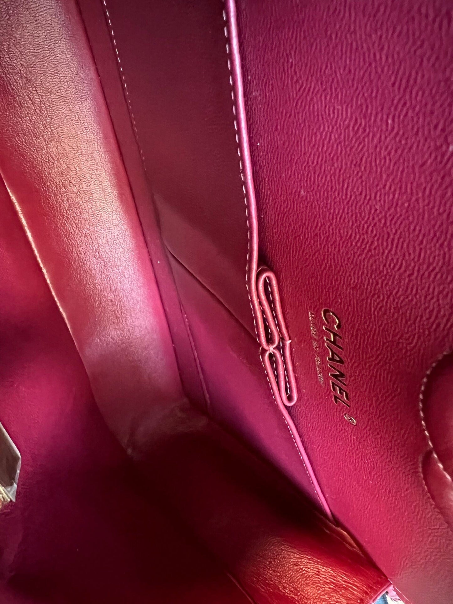 21A Burgundy Lambskin Quilted Classic Flap Medium LGHW