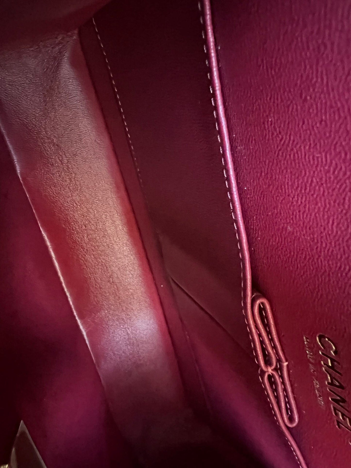 21A Burgundy Lambskin Quilted Classic Flap Medium LGHW