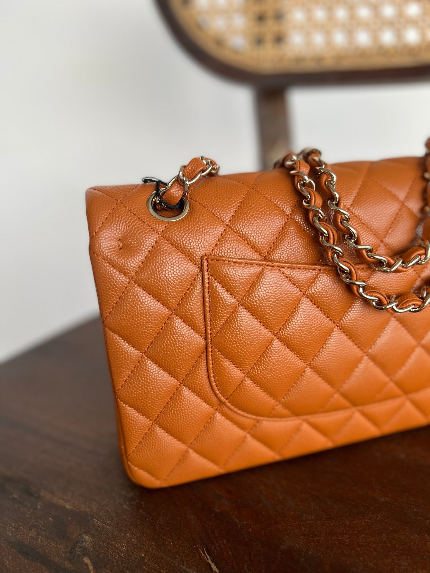 21A Caramel / Light Brown Caviar Quilted Classic Flap LGHW