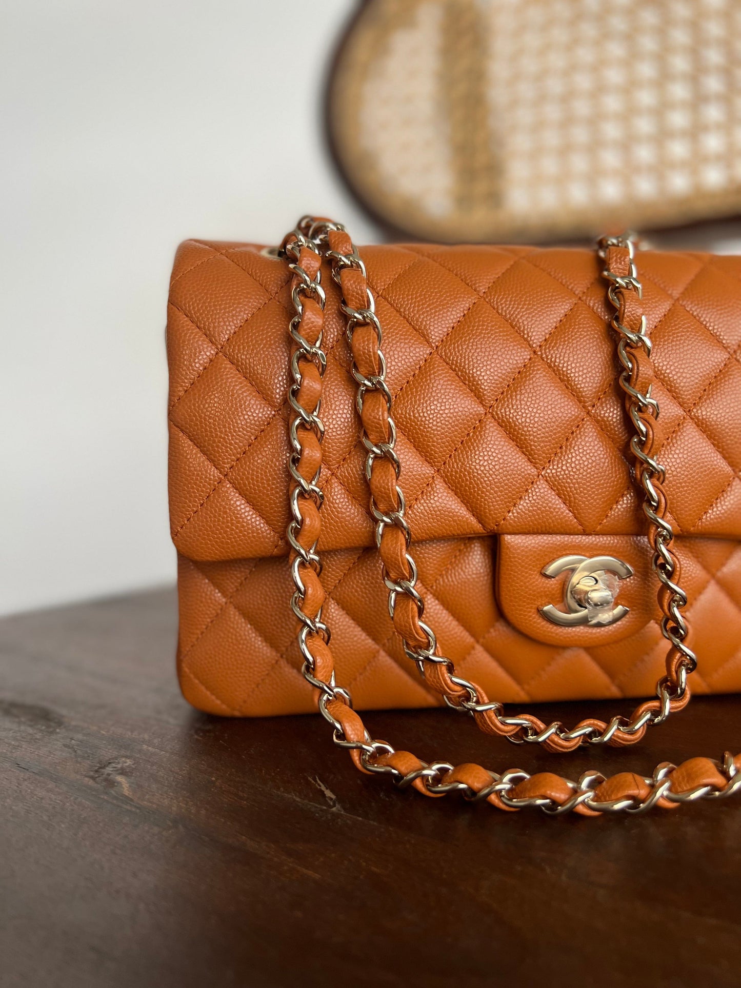 21A Caramel / Light Brown Caviar Quilted Classic Flap LGHW