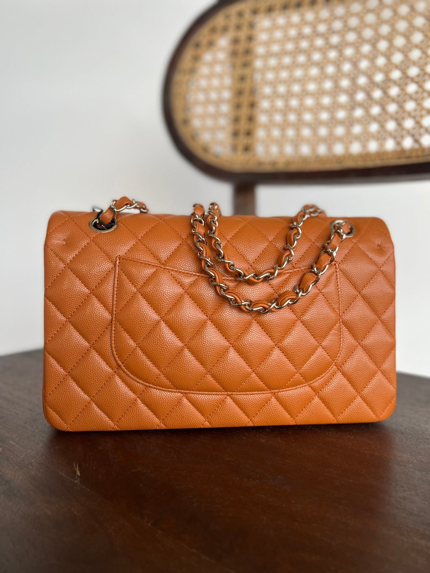 21A Caramel / Light Brown Caviar Quilted Classic Flap LGHW