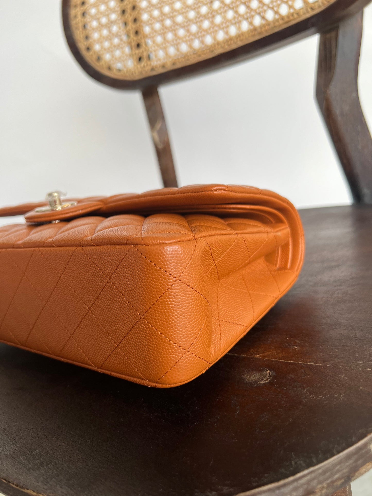 21A Caramel / Light Brown Caviar Quilted Classic Flap LGHW