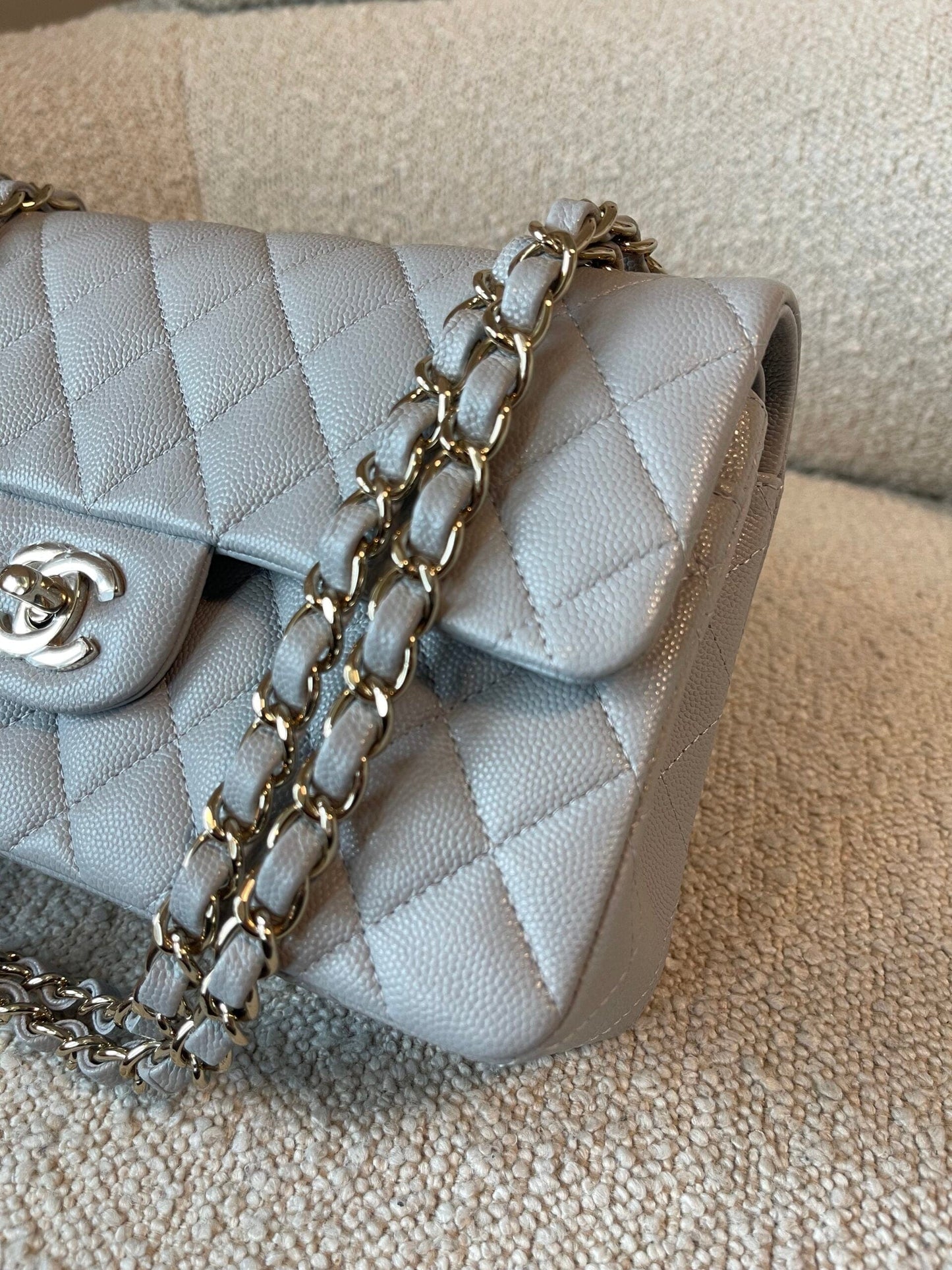 21A Grey Caviar Quilted Classic Flap Small LGHW