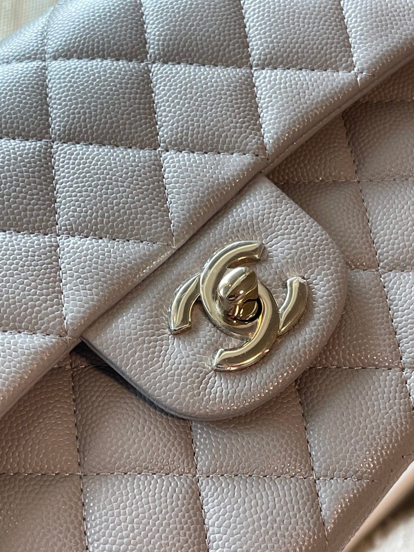 21A Grey Caviar Quilted Classic Flap Small LGHW