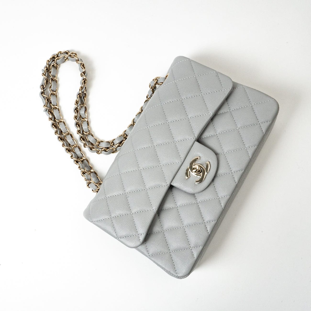 21A Grey Caviar Quilted Classic Flap Small LGHW
