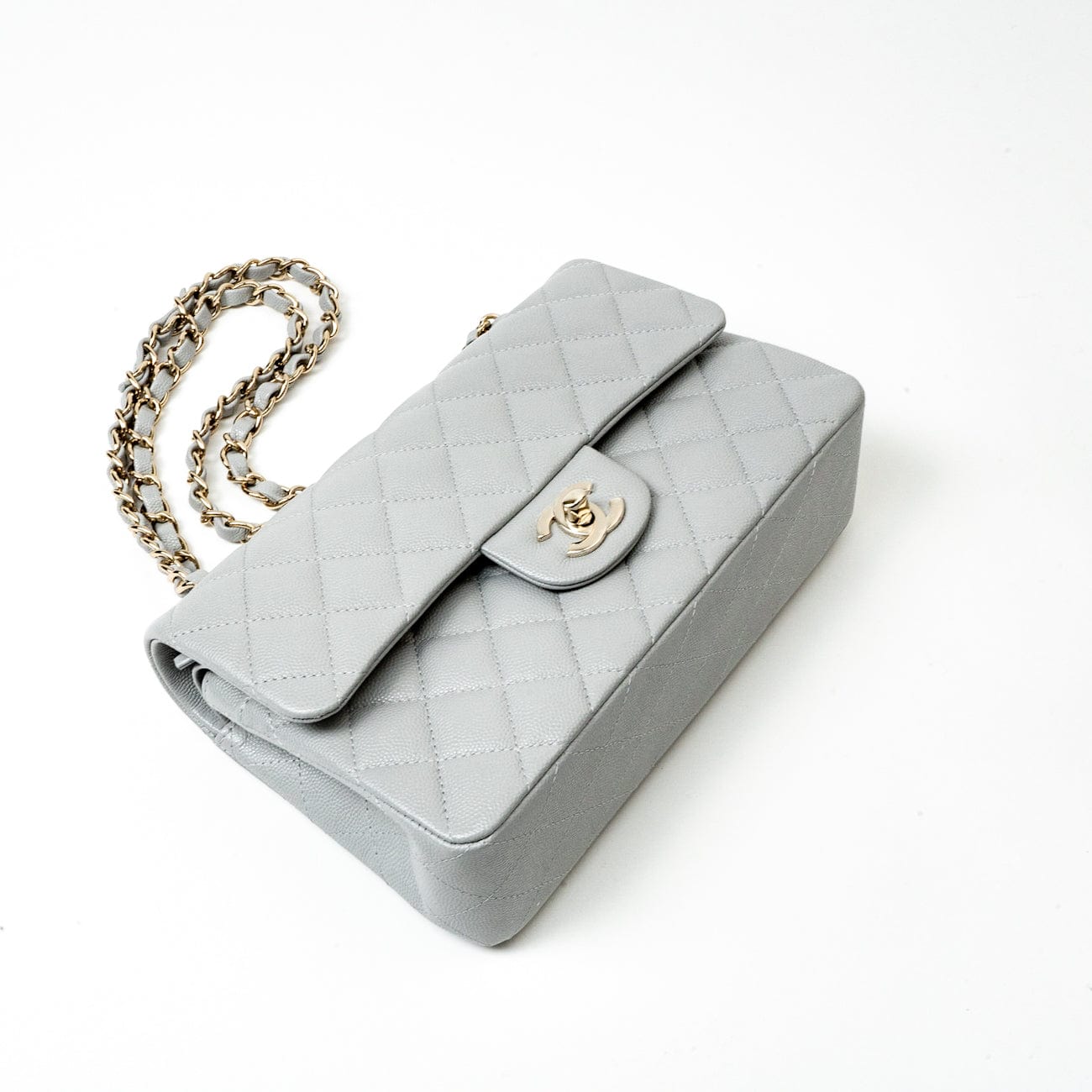 21A Grey Caviar Quilted Classic Flap Small LGHW