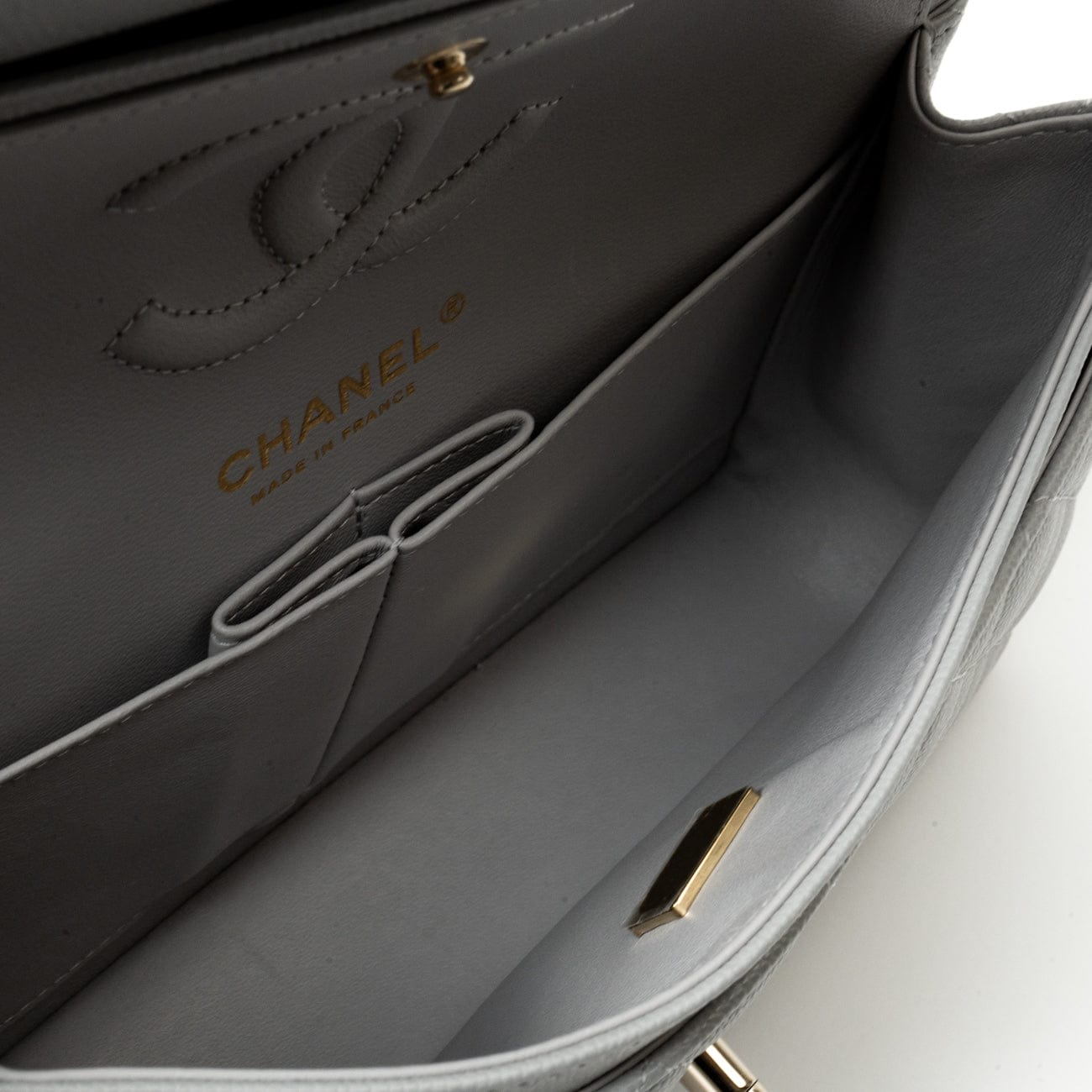 21A Grey Caviar Quilted Classic Flap Small LGHW