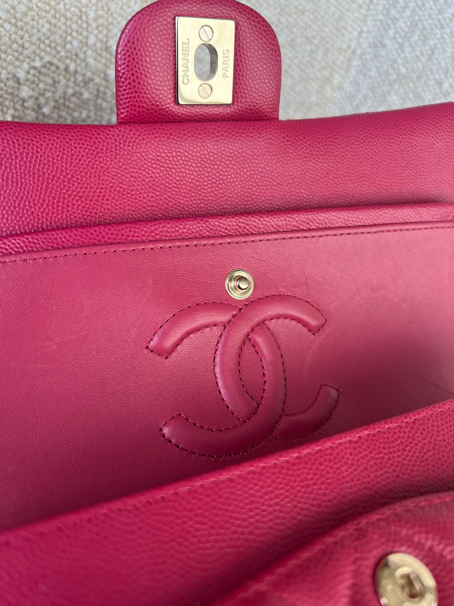 21A Pink Caviar Quilted Classic Flap Small