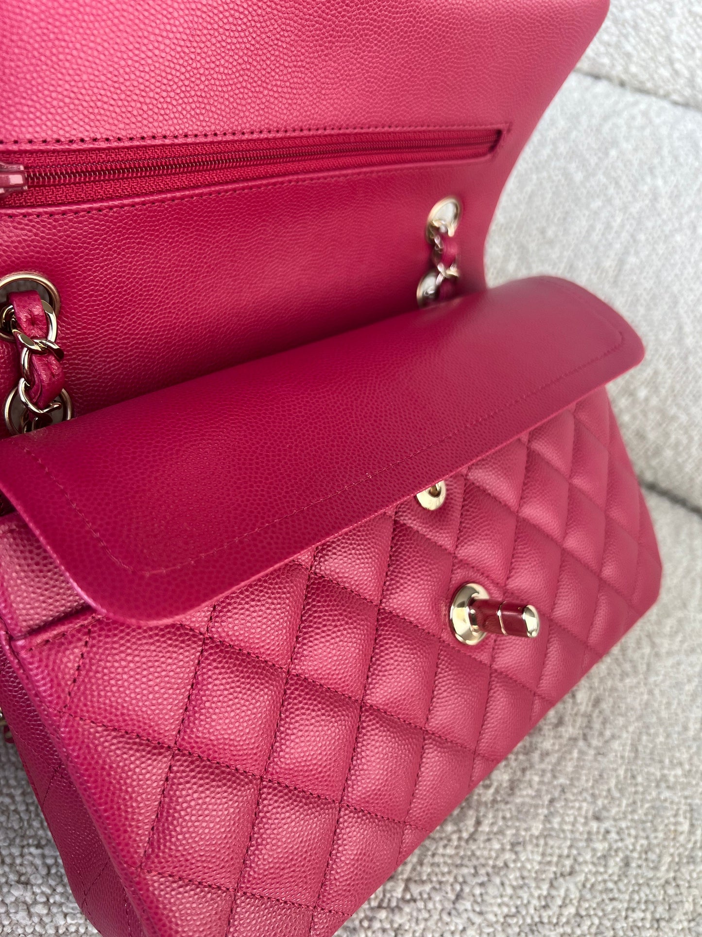 21A Pink Caviar Quilted Classic Flap Small