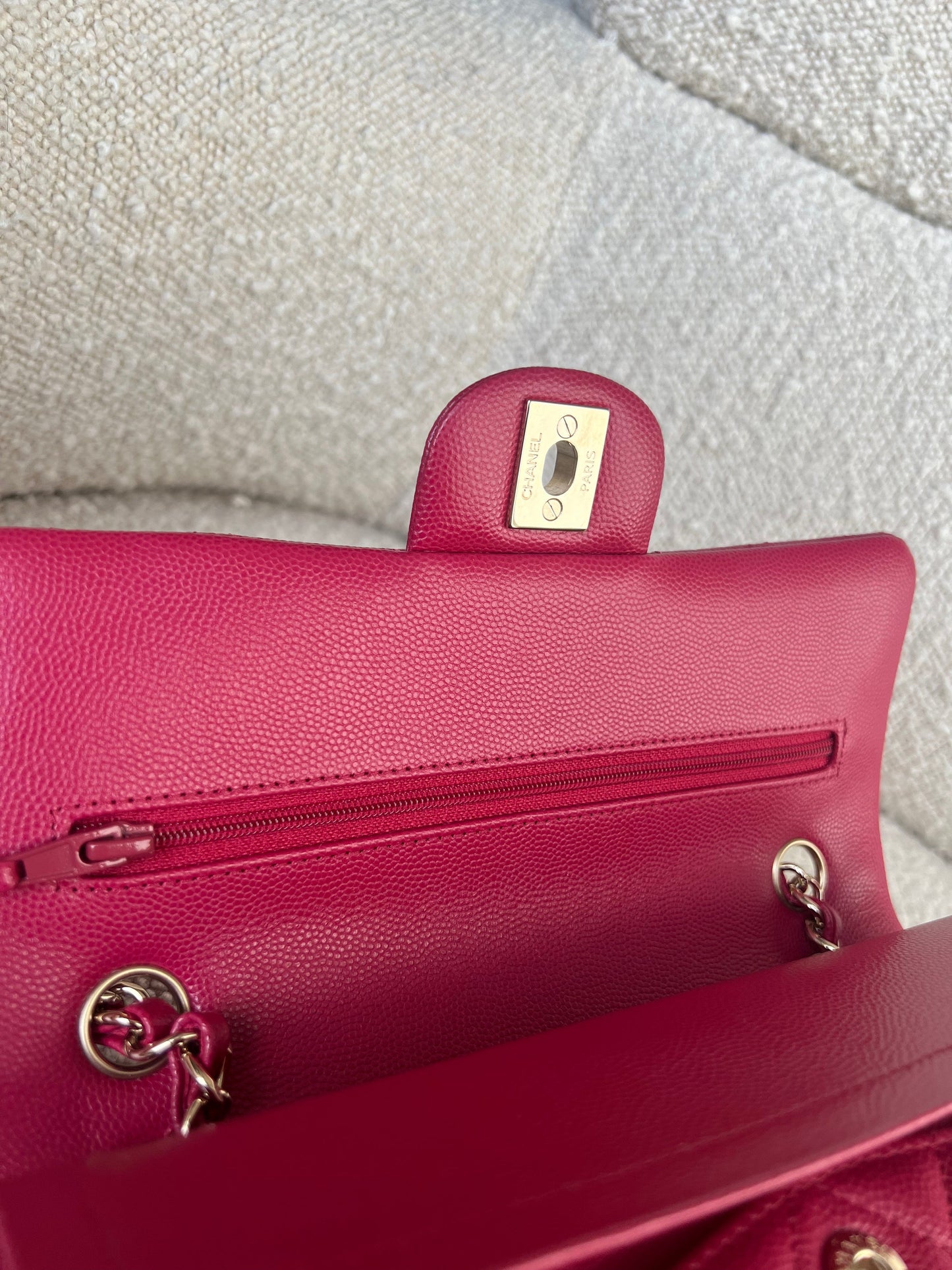 21A Pink Caviar Quilted Classic Flap Small