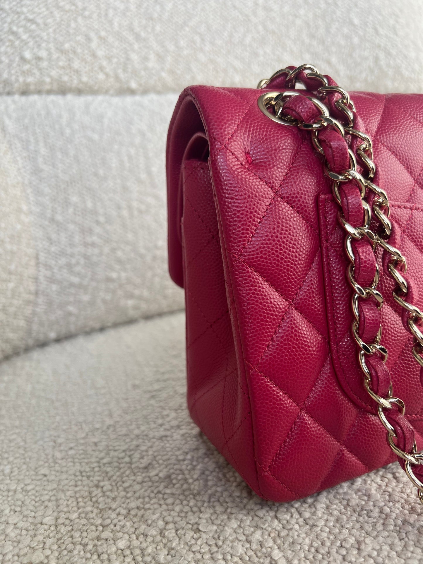 21A Pink Caviar Quilted Classic Flap Small