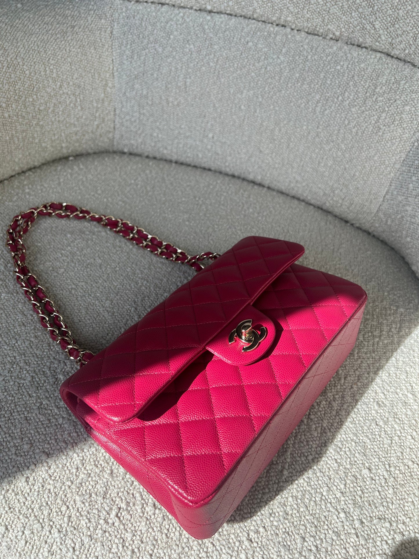 21A Pink Caviar Quilted Classic Flap Small