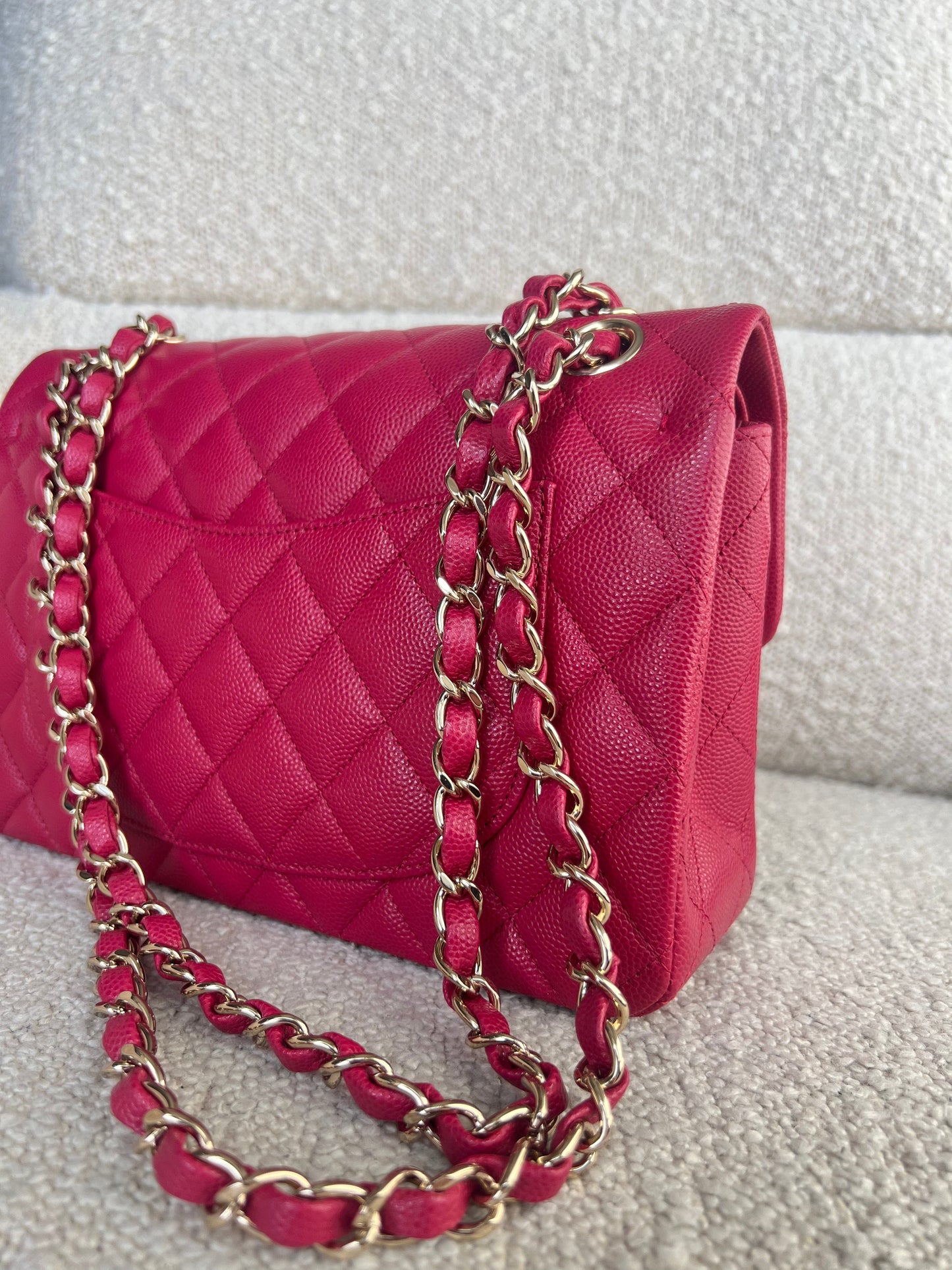 21A Pink Caviar Quilted Classic Flap Small