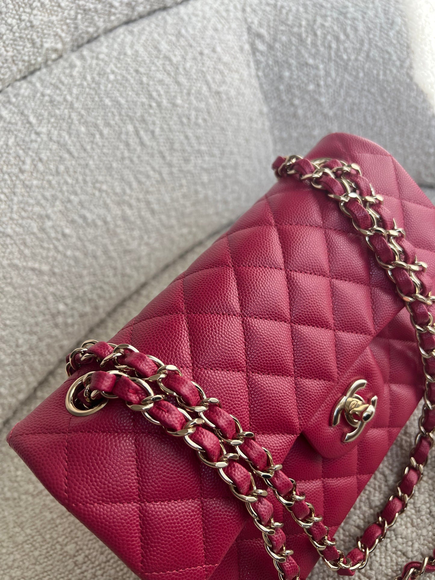 21A Pink Caviar Quilted Classic Flap Small
