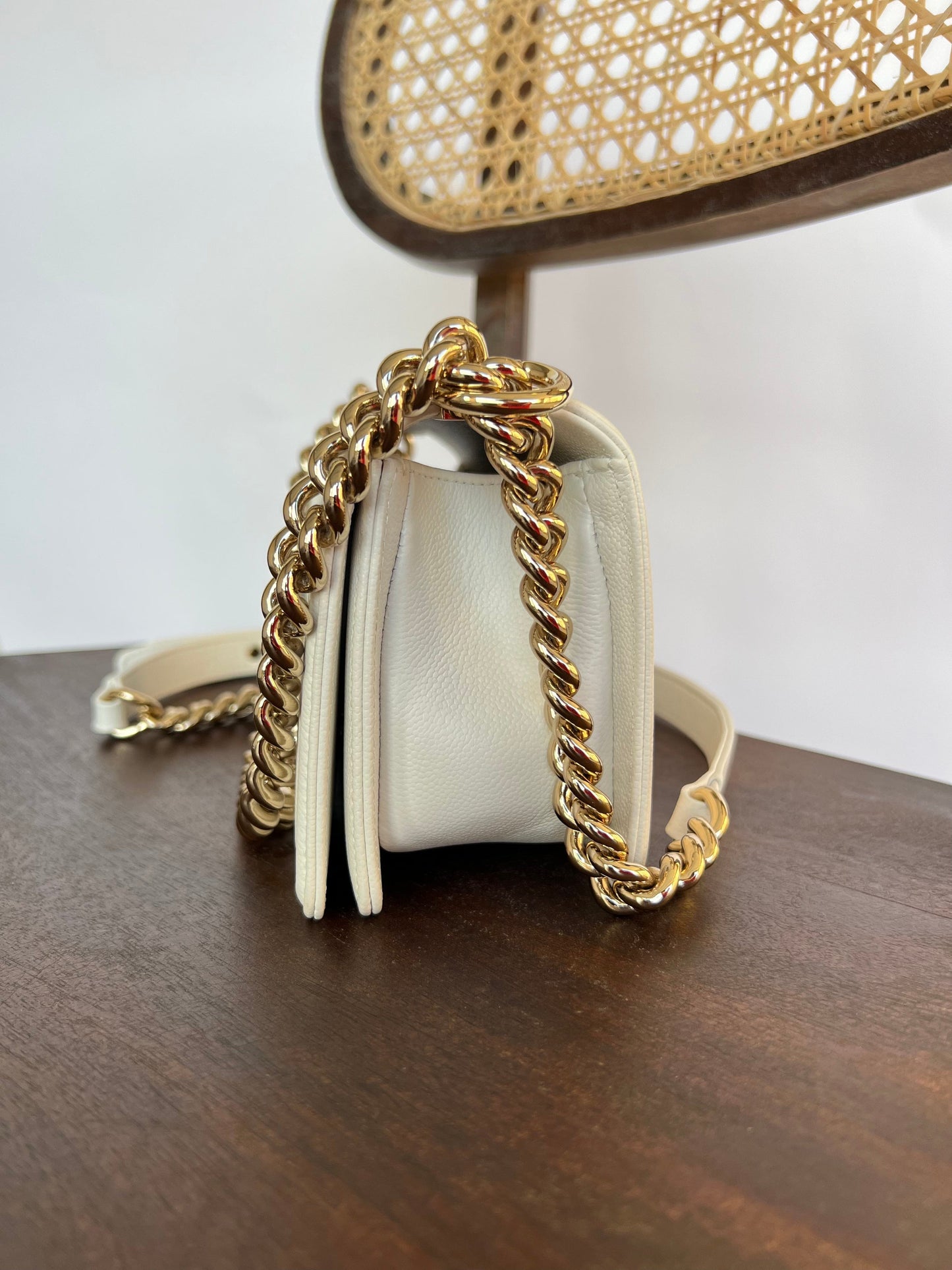 21A White Caviar Quilted Small Boy Bag LGHW