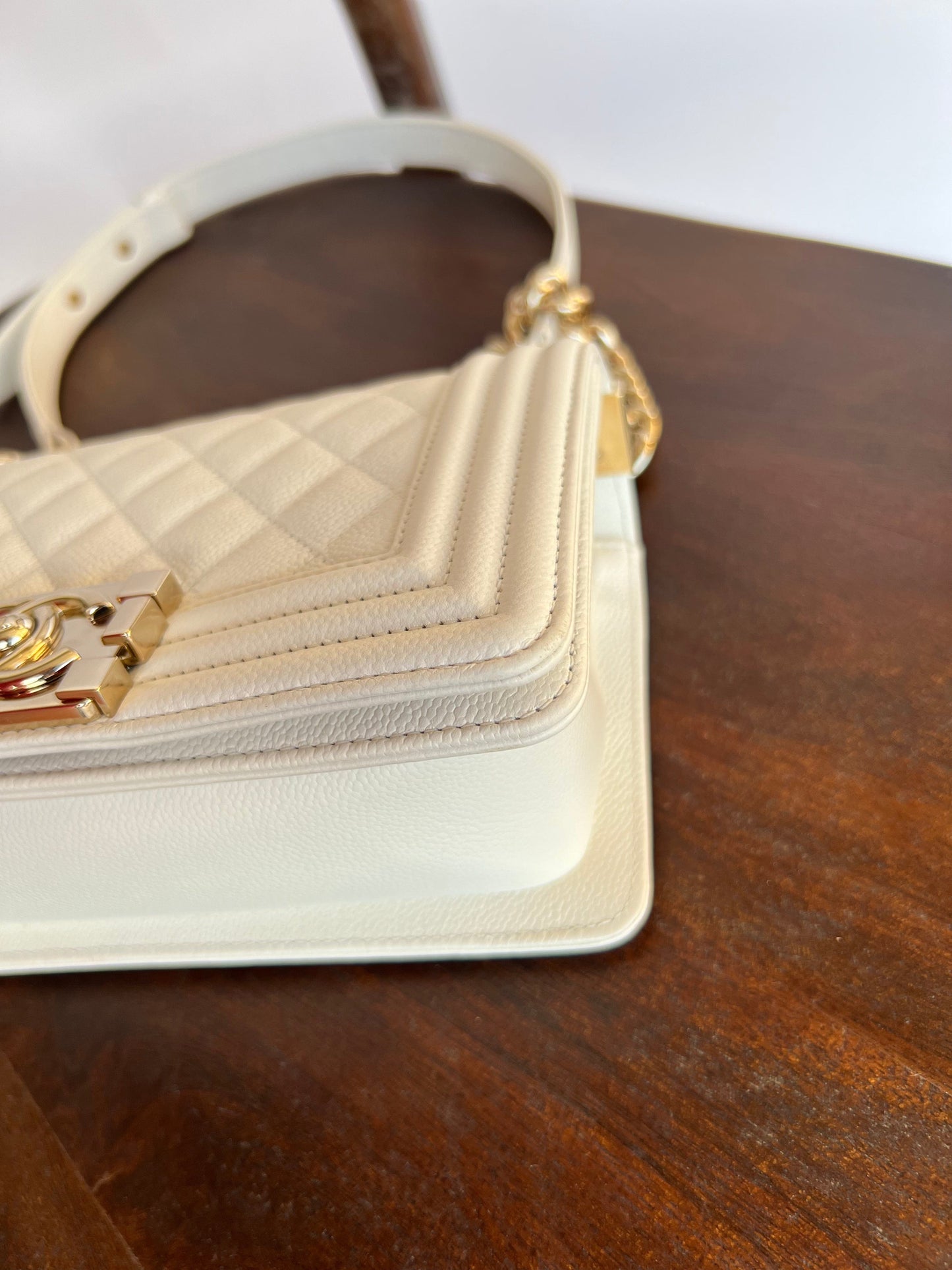 21A White Caviar Quilted Small Boy Bag LGHW