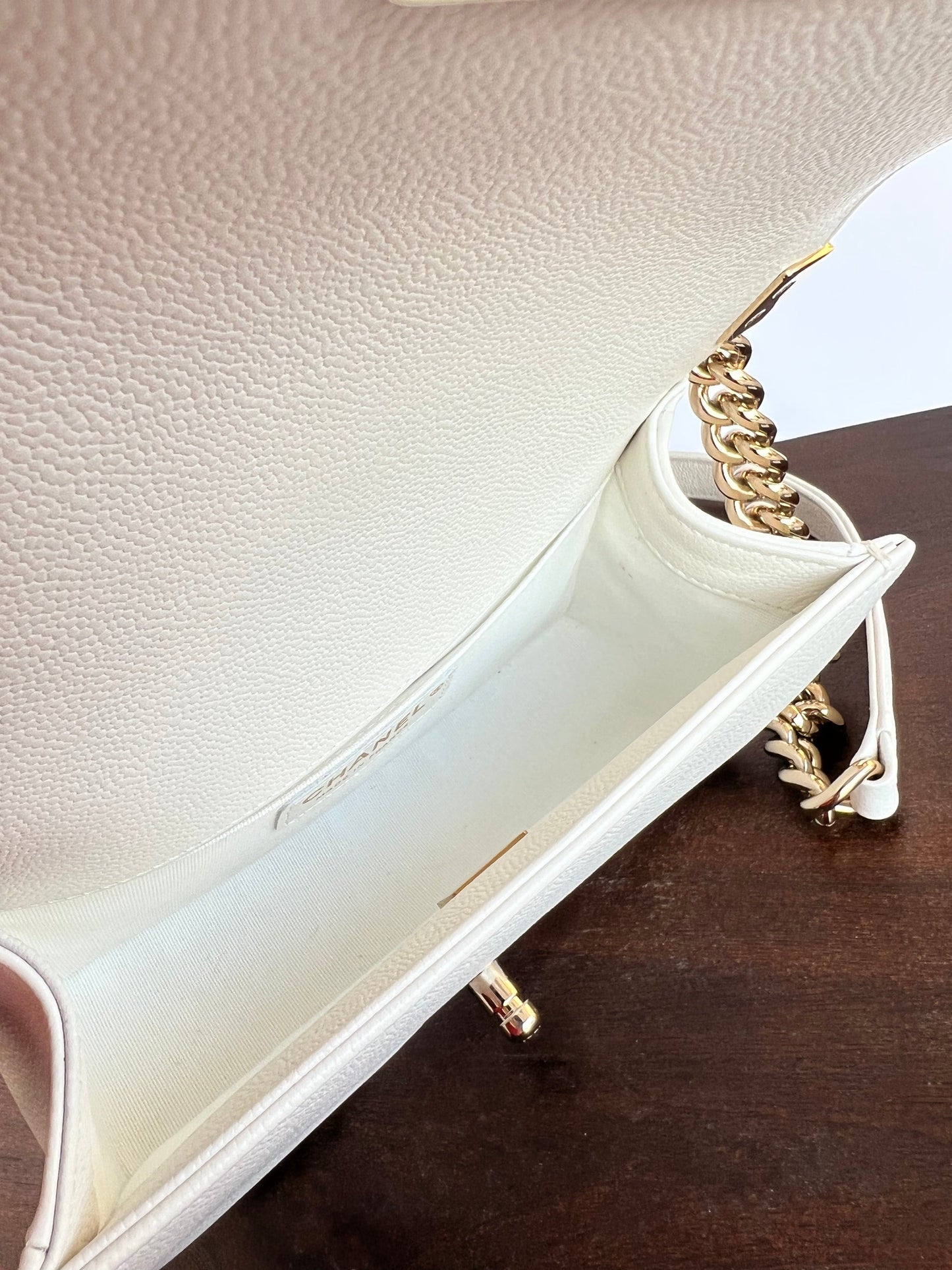 21A White Caviar Quilted Small Boy Bag LGHW