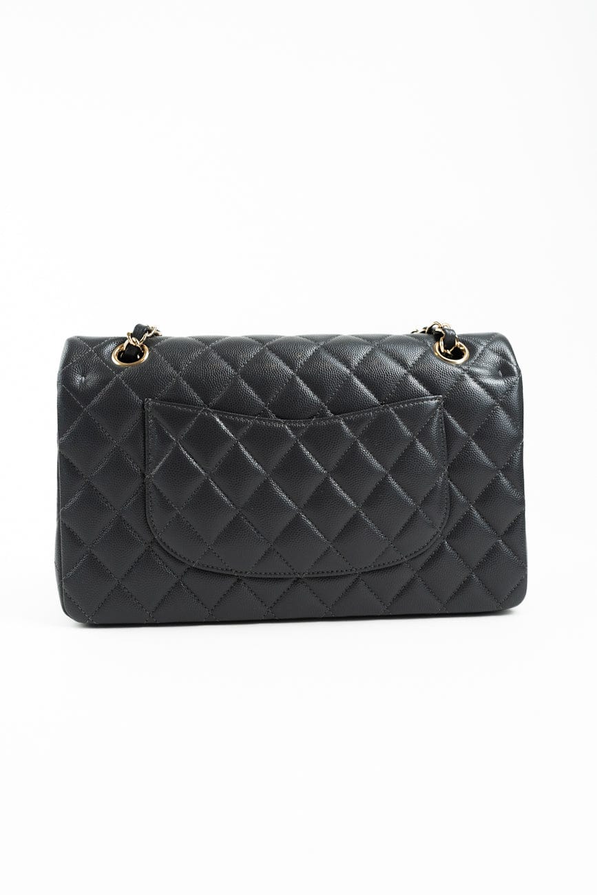 21B Grey Caviar Quilted Classic Flap Medium Light Gold Hardware