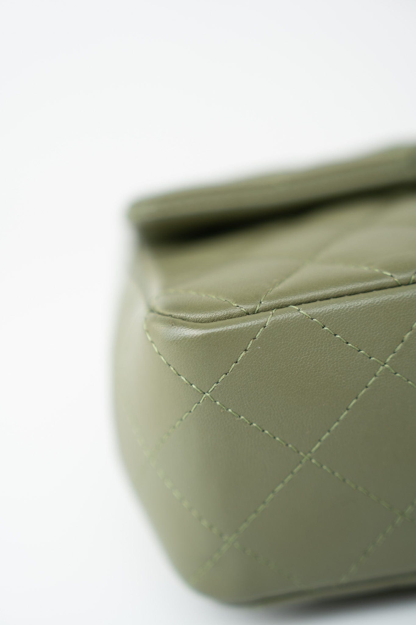 21B Military Green Lambskin Quilted Mini Rectangular Single Silver Hardware