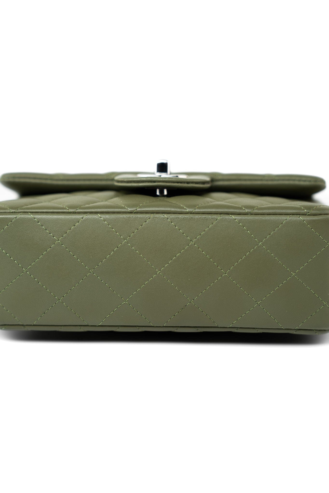 21B Military Green Lambskin Quilted Mini Rectangular Single Silver Hardware