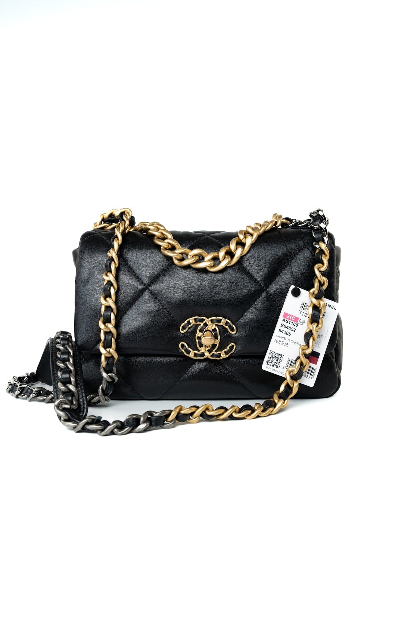 21C Black Lambskin Quilted 19 Flap Small Mixed Hardware