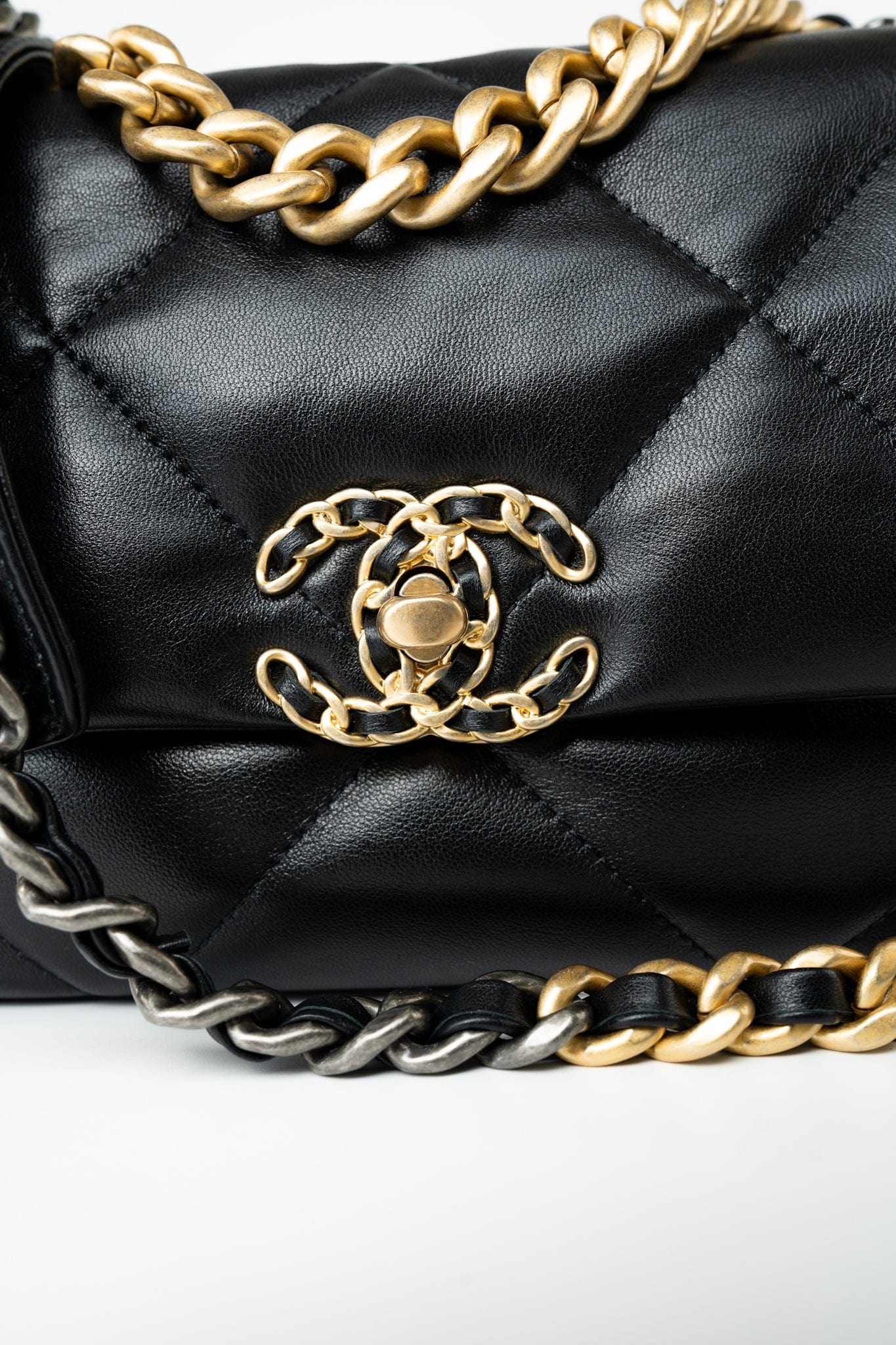 21C Black Lambskin Quilted 19 Flap Small Mixed Hardware