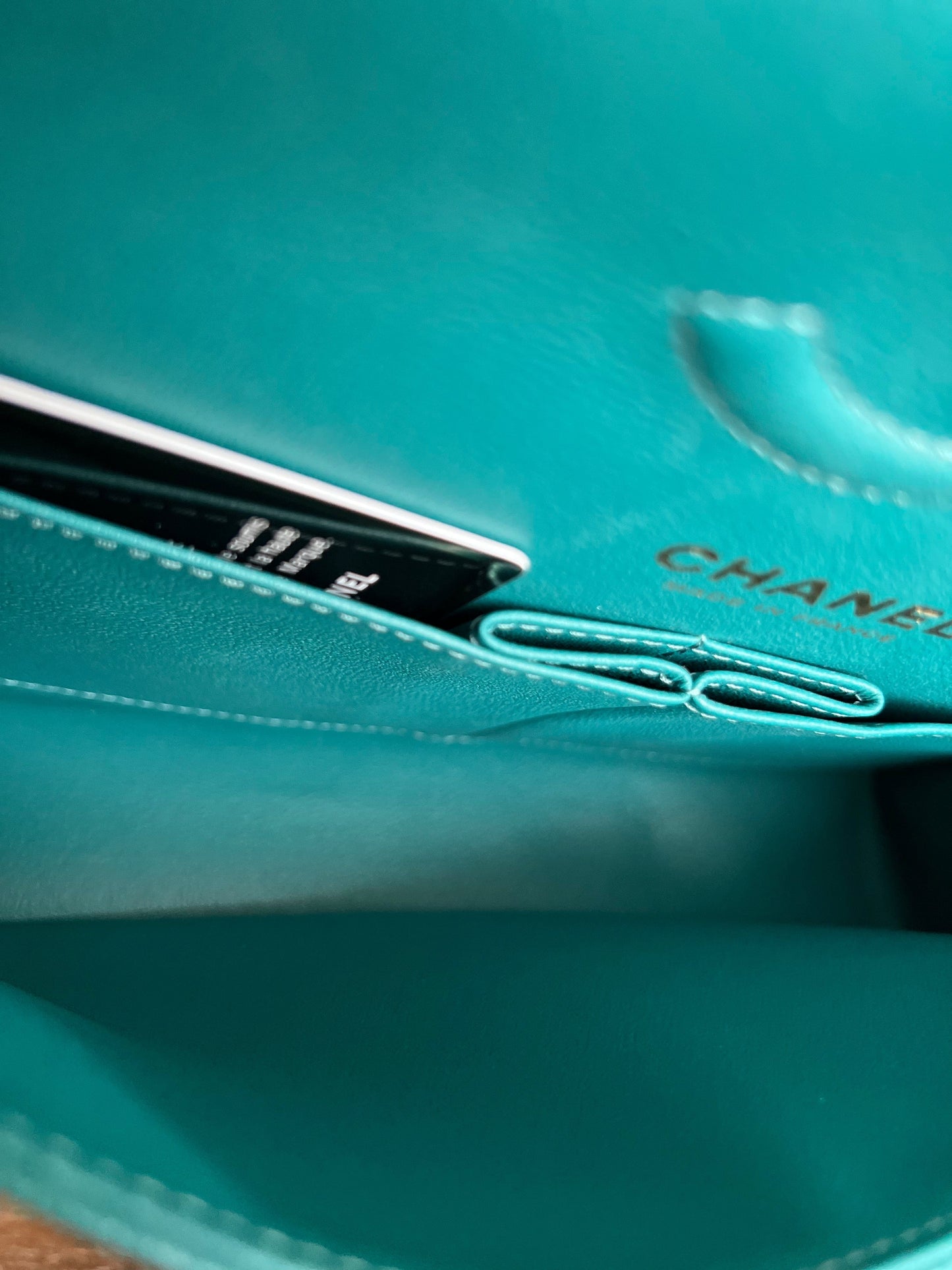 21C Dark Teal Caviar Quilted Classic Double Flap Small Light Gold Hardware