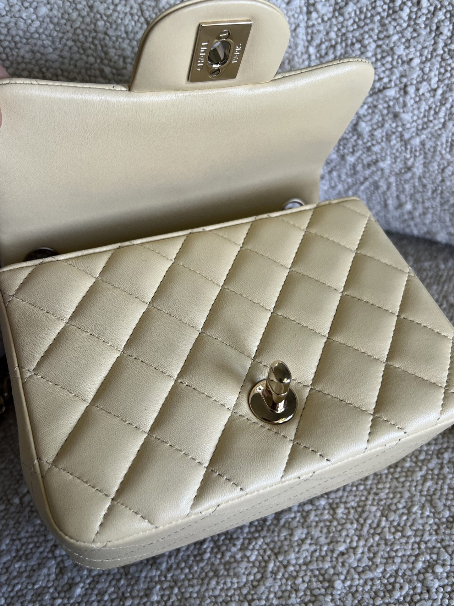 21C Mini Square Yellow Lambskin Quilted Single Flap LGHW