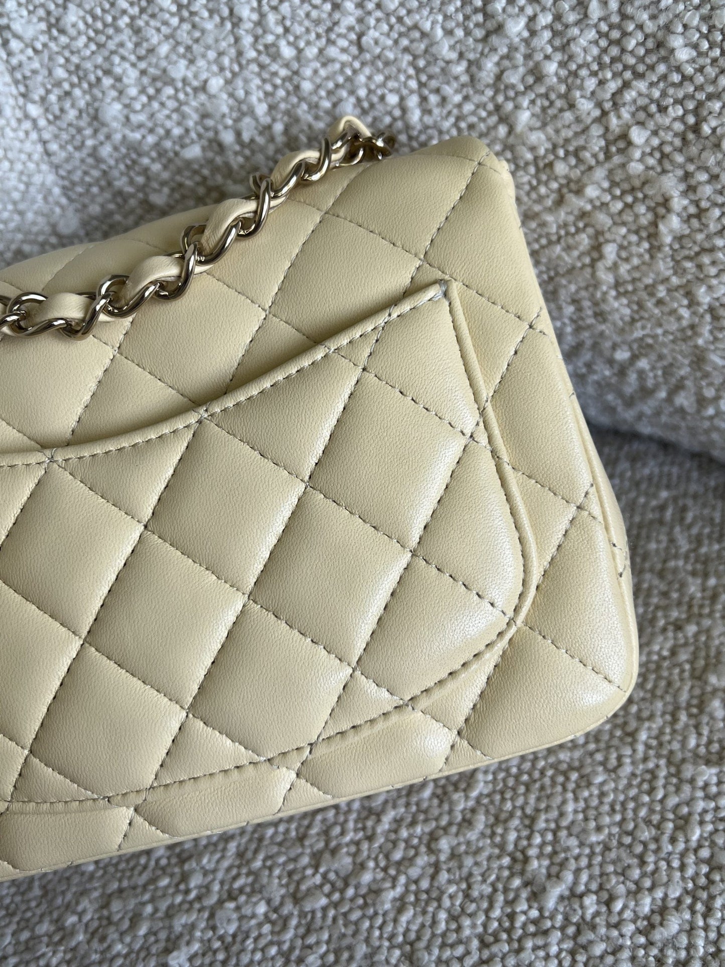 21C Mini Square Yellow Lambskin Quilted Single Flap LGHW
